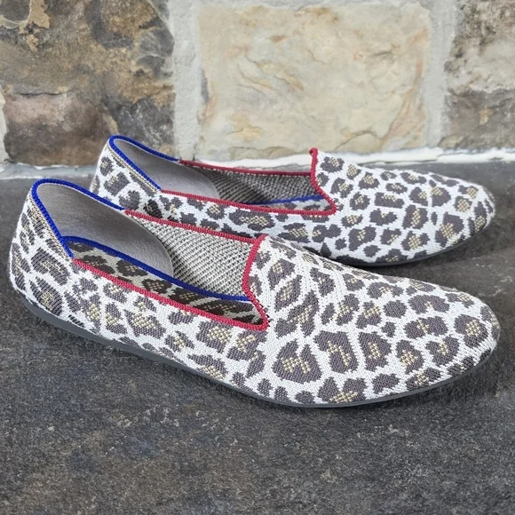 Rothys 10 Mocha Spot Leopard Print Loafers Slip On Shoes - Picture 3 of 10